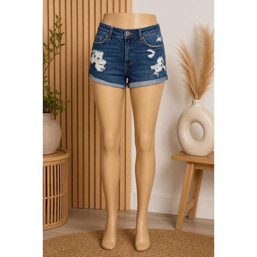 American Rag Cie Women’s Blue Denim Cuffed Mid Rise 5-Pocket Shorts Size 9